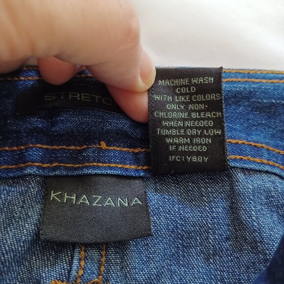 Khazana Jeans Straight Leg Dark Wash Stretch Highrise Curvy Plus Size 24W - Picture 11 of 14